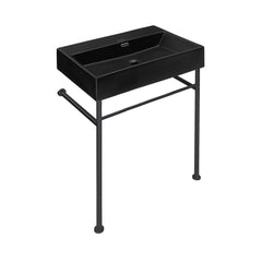 Console Sink, Claire, Rectangle with Towel Bar in Matte Black