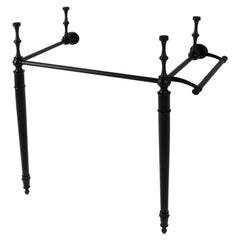 Console Sink Legs, Edwardian, Brass with Towel Bar in Matte Black
