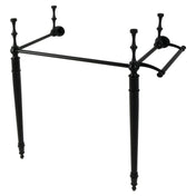 Console Sink Legs, Edwardian, Brass with Towel Bar in Matte Black