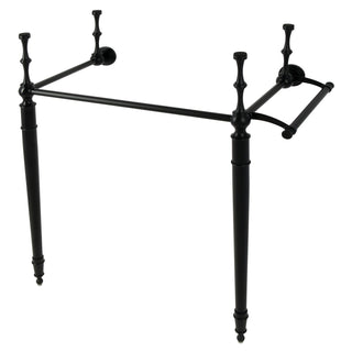 Console Sink Legs, Edwardian, Brass with Towel Bar in Matte Black
