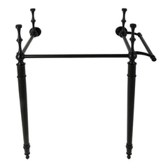 Console Sink Legs, Edwardian, Brass with Towel Bar in Matte Black