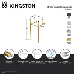 Console Sink Legs, Heirloom, Brass in Matte Black