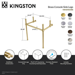 Console Sink Legs, Heirloom, Solid Brass in Oil Rubbed Bronze
