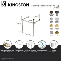 Console Sink Legs, Tulare, Stainless Steel Tubing in Brushed Nickel