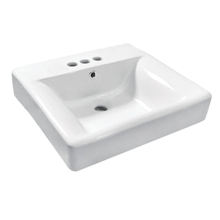 Console Sink, NuvoFusion, 20-Inch Ceramic with 3-Hole Drilling in White