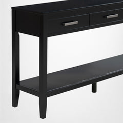 Console Table, 3-Drawer with Shelf, Black Pine and Manufactured Wood