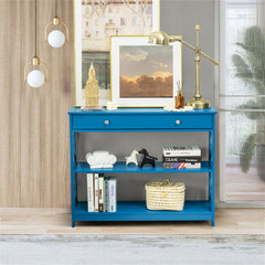 Console Table, 3-Tier, Manufactured Wood and Metal, Sled Base