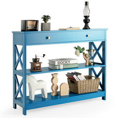 Console Table, 3-Tier, Manufactured Wood and Metal, Sled Base