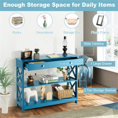 Console Table, 3-Tier, Manufactured Wood and Metal, Sled Base