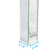 Console Table, 31.5 in Wide, Silver Mirrored Glass with Silver Base