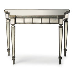 Console Table, 40 in W, with Mirrored Glass Top and Wood Base