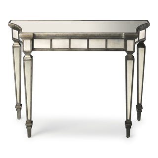 Console Table, 40 in W, with Mirrored Glass Top and Wood Base