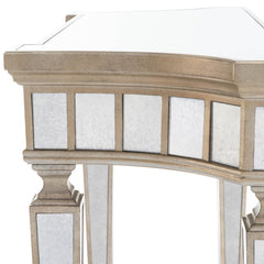 Console Table, 40 in W, with Mirrored Glass Top and Wood Base