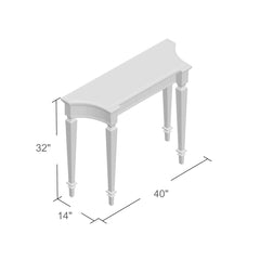 Console Table, 40 in W, with Mirrored Glass Top and Wood Base