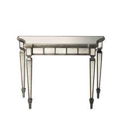 Console Table, 40 in W, with Mirrored Glass Top and Wood Base