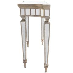 Console Table, 40 in W, with Mirrored Glass Top and Wood Base