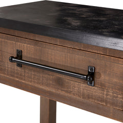 Console Table, 42.1 in W with Black Top and Distressed Finish