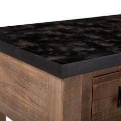 Console Table, 42.1 in W with Black Top and Distressed Finish