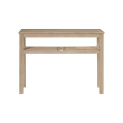 Console Table, 43 in Solid Acacia Wood with Two Shelves in Drifted Sand