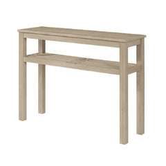 Console Table, 43 in Solid Acacia Wood with Two Shelves in Drifted Sand