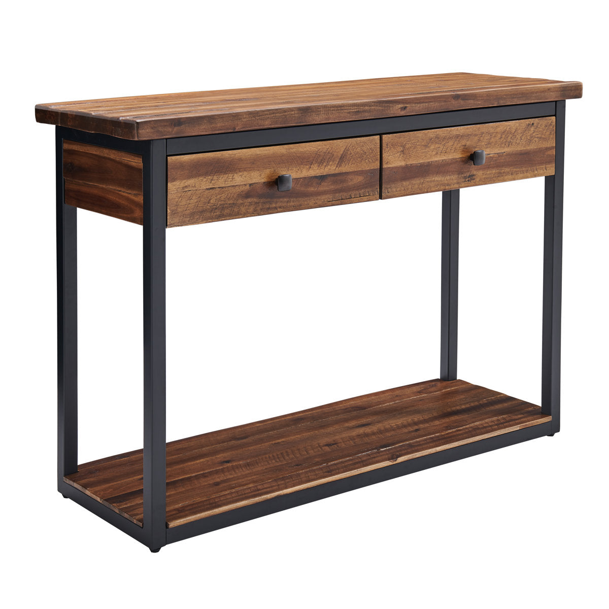 Console Table, 43 in W, Acacia Wood with Natural Wood Top