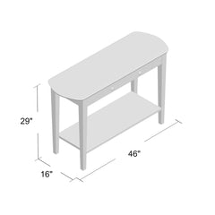 Console Table, 46 in Wide, Solid Wood with Tapered Legs