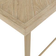 Console Table, 47.2 in W, Natural Wood Top with Gold Metal Base