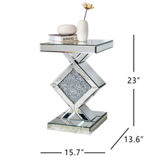 Console Table, 47.25 in Wide Glass Top with Pedestal Base in Silver