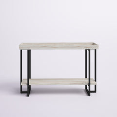 Console Table, 47.25 in Wide, Manufactured Wood Top with Black Steel Base