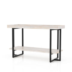 Console Table, 47.25 in Wide, Manufactured Wood Top with Black Steel Base