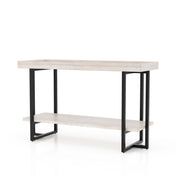 Console Table, 47.25 in Wide, Manufactured Wood Top with Black Steel Base