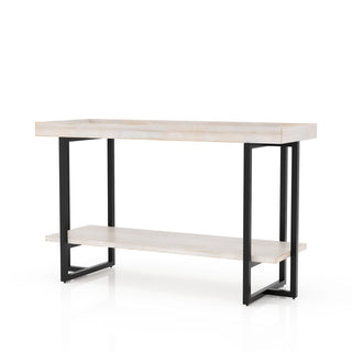 Console Table, 47.25 in Wide, Manufactured Wood Top with Black Steel Base