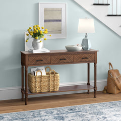 Console Table, 47.3-Inch, Solid Wood Top, Brown