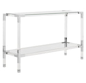Console Table, 47 in W, with Glass Top and Metal Base