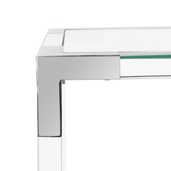 Console Table, 47 in W, with Glass Top and Metal Base