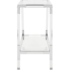 Console Table, 47 in W, with Glass Top and Metal Base