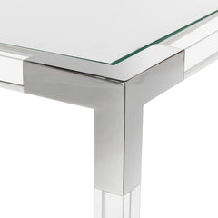 Console Table, 47 in W, with Glass Top and Metal Base