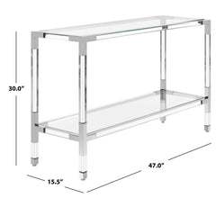 Console Table, 47 in W, with Glass Top and Metal Base
