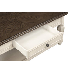 Console Table, 48 in Wide, Brown Oak with Drawer and Shelves