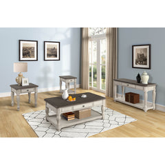 Console Table, 48 in Wide, Brown Oak with Drawer and Shelves