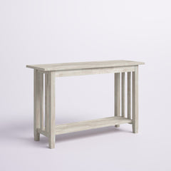 Console Table, 48 in Wide, Unfinished Solid Rubberwood with Lower Shelf