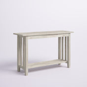 Console Table, 48 in Wide, Unfinished Solid Rubberwood with Lower Shelf
