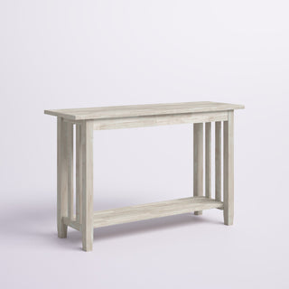 Console Table, 48 in Wide, Unfinished Solid Rubberwood with Lower Shelf