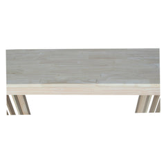 Console Table, 48 in Wide, Unfinished Solid Rubberwood with Lower Shelf