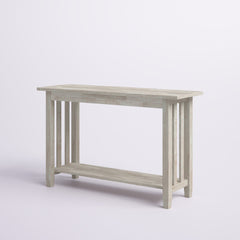 Console Table, 48 in Wide, Unfinished Solid Rubberwood with Lower Shelf