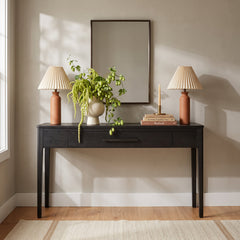 Console Table, 48 in Wide with Black Wire-Brushed Finish