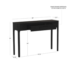 Console Table, 48 in Wide with Black Wire-Brushed Finish