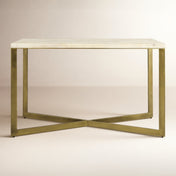 Console Table, 50 in W, Solid Mango Wood Top with Metal Base