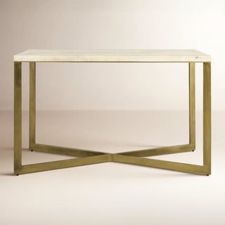 Console Table, 50 in W, Solid Mango Wood Top with Metal Base