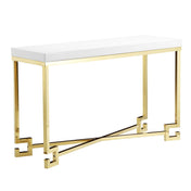 Console Table, 53-Inch, White Top with Gold Metal Base